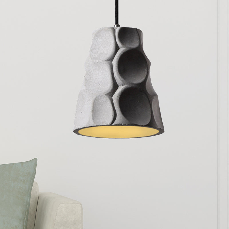 1 Light Pendant Lighting with Cone Concrete Shade in Nordic Style Grey Hanging Ceiling Light