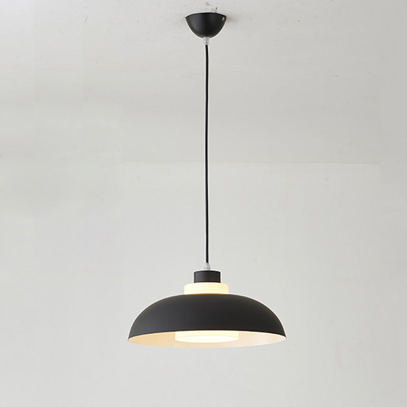 Aluminum Bowl Ceiling Hang Light Macaron Single-Bulb Pendant Lamp with Acrylic Shade Insert