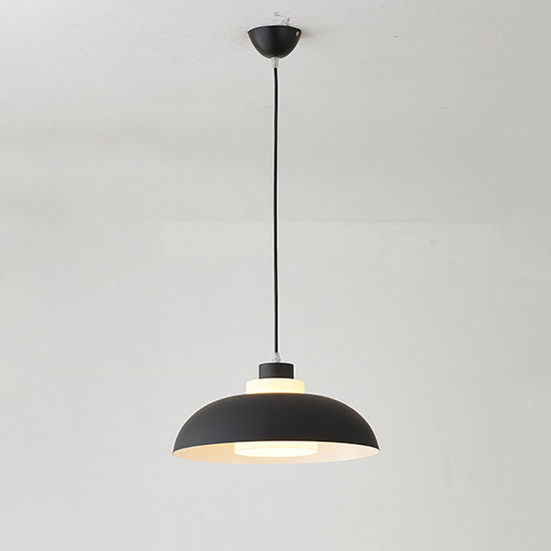 Aluminum Bowl Ceiling Hang Light Macaron Single-Bulb Pendant Lamp with Acrylic Shade Insert