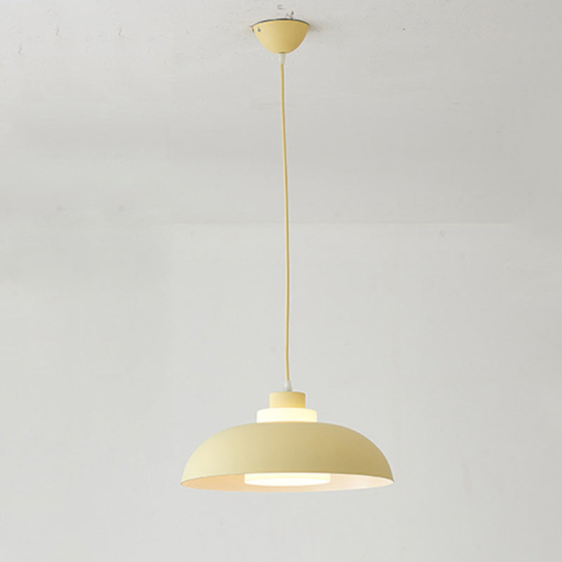 Aluminum Bowl Ceiling Hang Light Macaron Single-Bulb Pendant Lamp with Acrylic Shade Insert