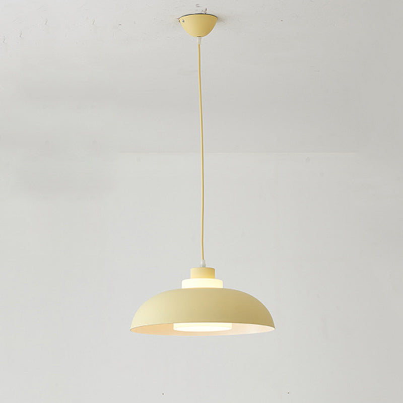 Aluminum Bowl Ceiling Hang Light Macaron Single-Bulb Pendant Lamp with Acrylic Shade Insert