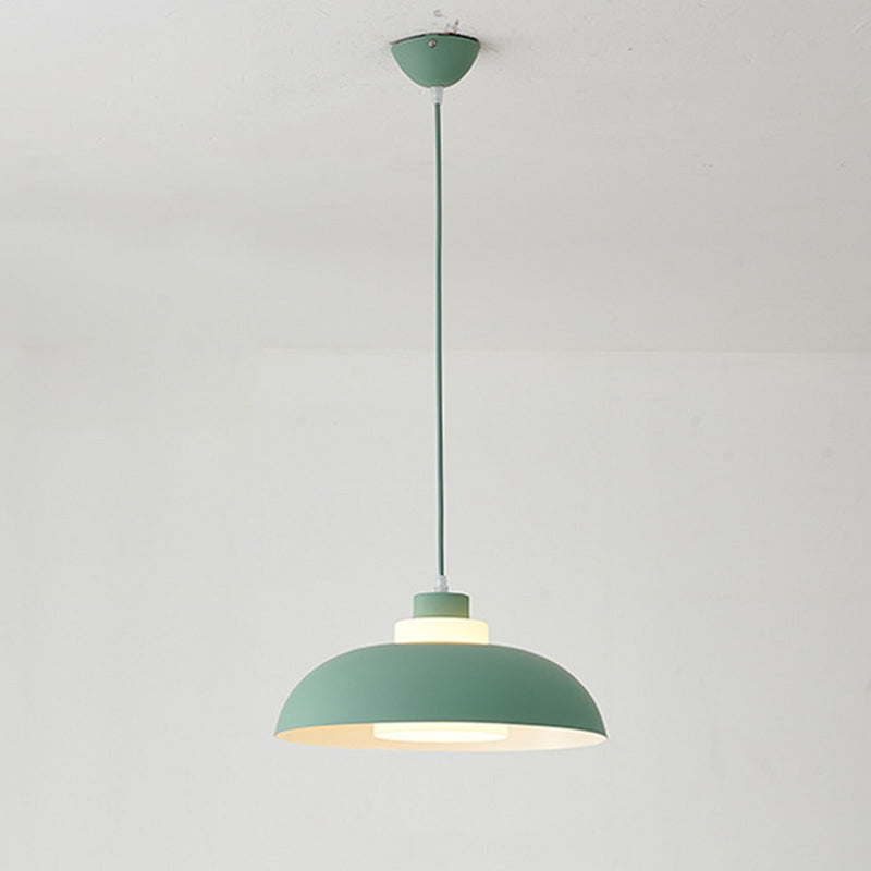 Aluminum Bowl Ceiling Hang Light Macaron Single-Bulb Pendant Lamp with Acrylic Shade Insert