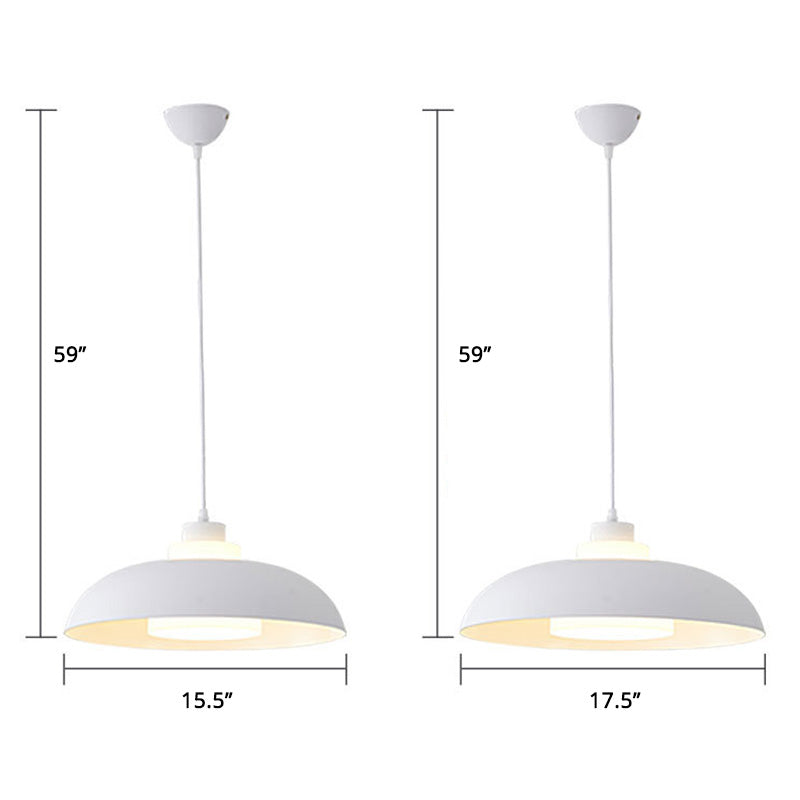 Aluminum Bowl Ceiling Hang Light Macaron Single-Bulb Pendant Lamp with Acrylic Shade Insert