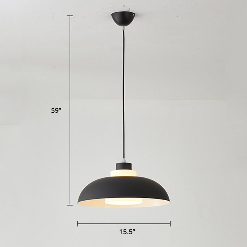 Aluminum Bowl Ceiling Hang Light Macaron Single-Bulb Pendant Lamp with Acrylic Shade Insert