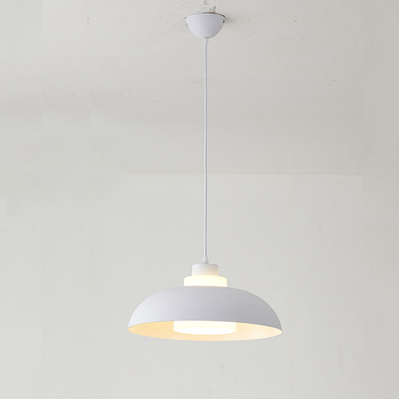 Aluminum Bowl Ceiling Hang Light Macaron Single-Bulb Pendant Lamp with Acrylic Shade Insert