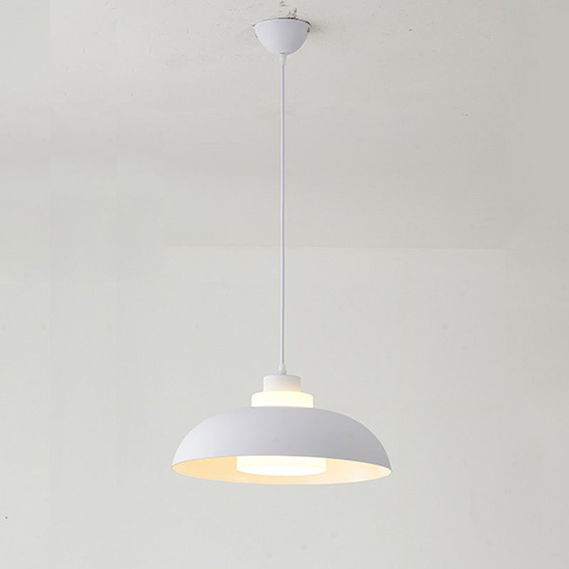 Aluminum Bowl Ceiling Hang Light Macaron Single-Bulb Pendant Lamp with Acrylic Shade Insert