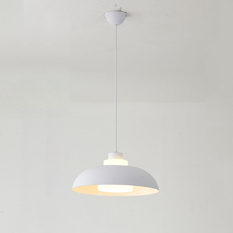 Aluminum Bowl Ceiling Hang Light Macaron Single-Bulb Pendant Lamp with Acrylic Shade Insert