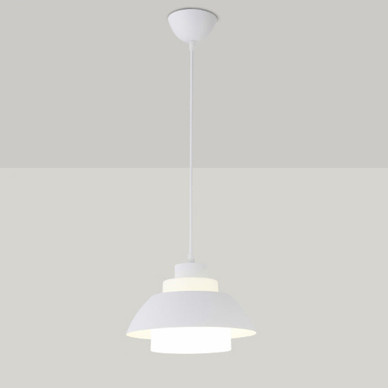 Aluminum Bowl Ceiling Hang Light Macaron Single-Bulb Pendant Lamp with Acrylic Shade Insert