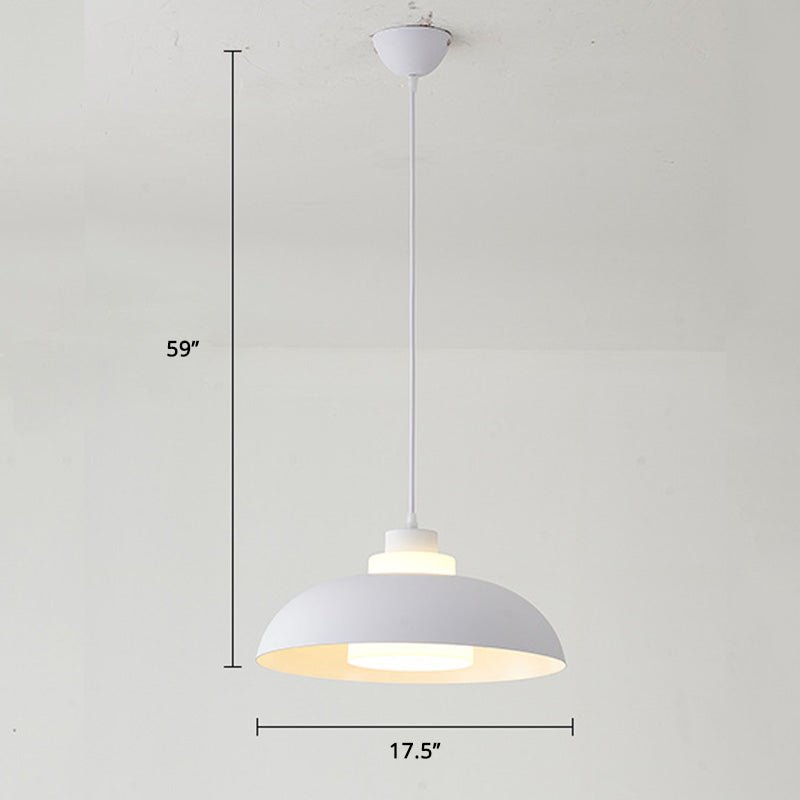 Aluminum Bowl Ceiling Hang Light Macaron Single-Bulb Pendant Lamp with Acrylic Shade Insert