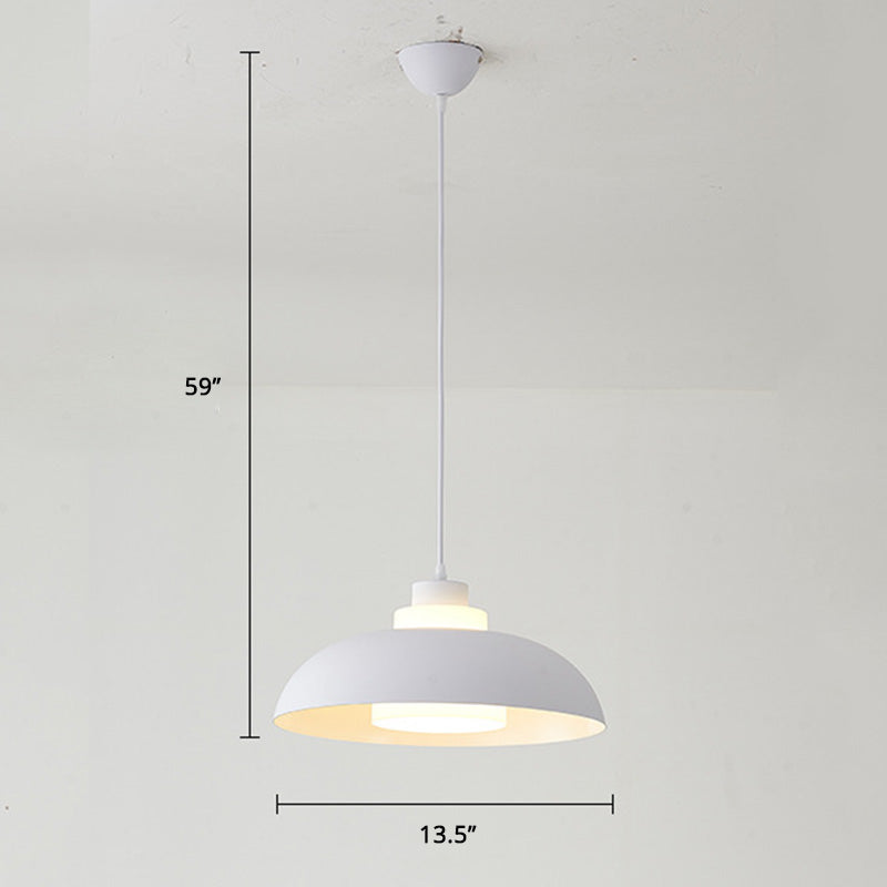 Aluminum Bowl Ceiling Hang Light Macaron Single-Bulb Pendant Lamp with Acrylic Shade Insert