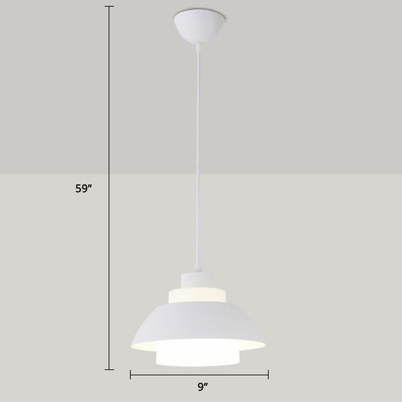 Aluminum Bowl Ceiling Hang Light Macaron Single-Bulb Pendant Lamp with Acrylic Shade Insert