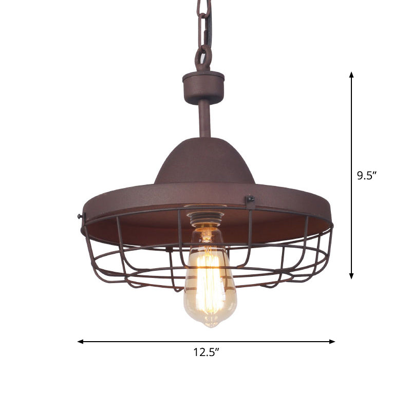 Single Shaded Suspension Lighting Industrial Metal Pendant Ceiling Lamp for Bistro