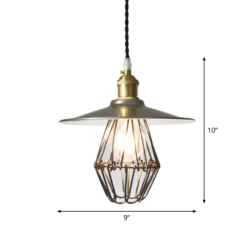 Single Shaded Suspension Lighting Industrial Metal Pendant Ceiling Lamp for Bistro