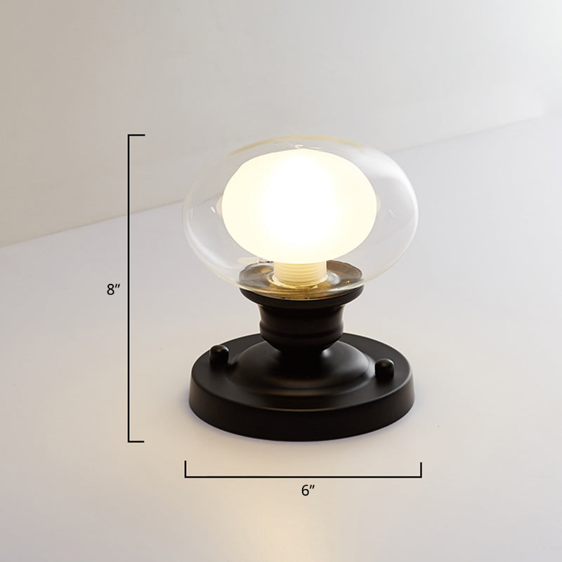 Mini-Kugel Decke Flush Mount Leicht Einfaches Dual-Blasen-Glas 1-Licht-Gang Halbmontage Beleuchtung in Schwarz