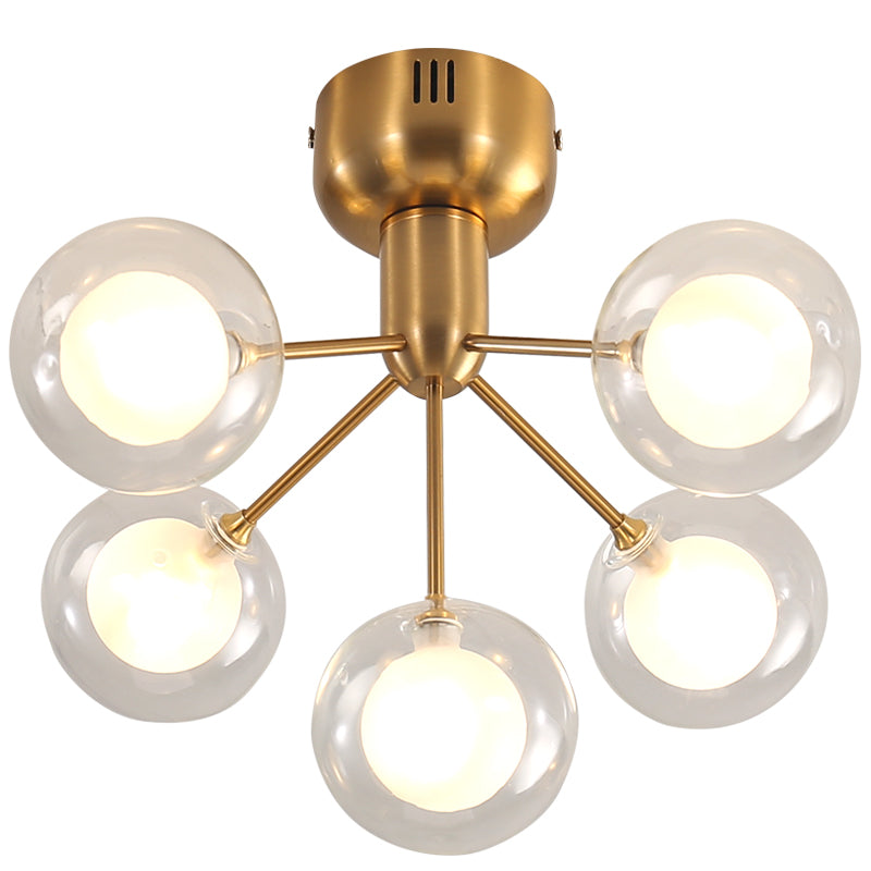 Duidelijke en mat glazen molecule plafondarmatuur minimalistische 5-head semi-flush mount licht voor gang