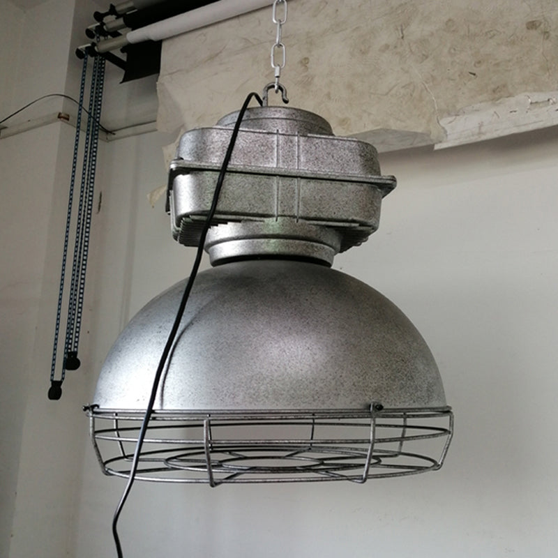 Industrial Style Dome Pendant Lighting 1 Head Metal Mine Light with Round Wire Cage