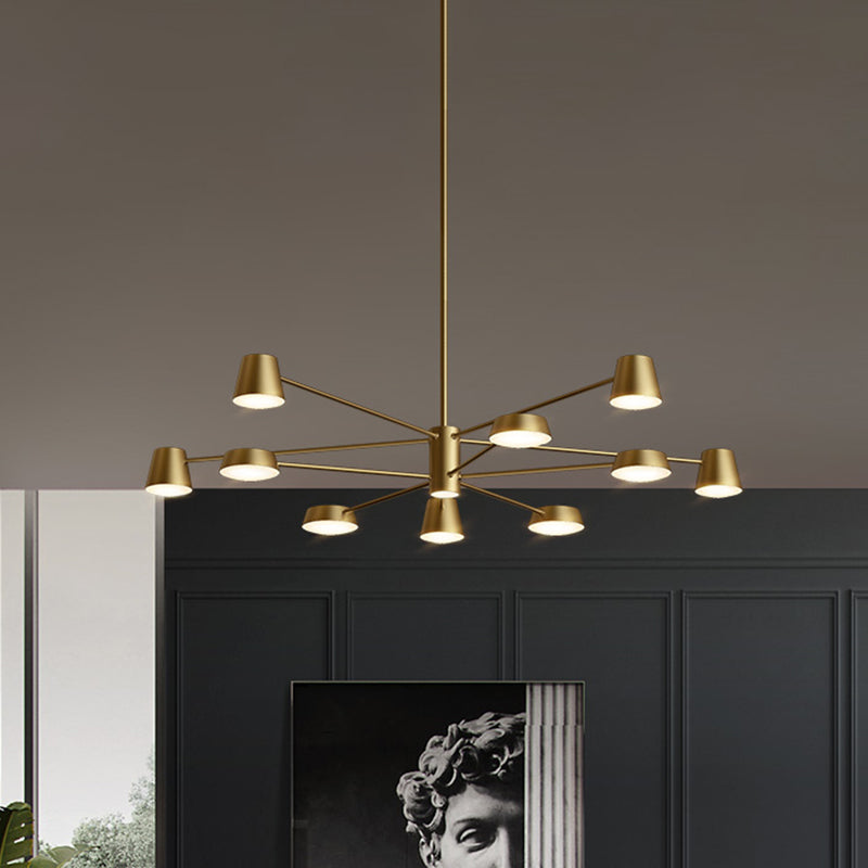 Salon conique Chandelier Métal Postmodern LED suspension suspension en laiton