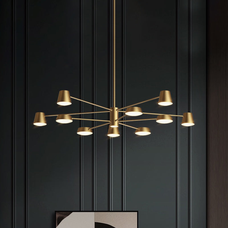 Salon conique Chandelier Métal Postmodern LED suspension suspension en laiton