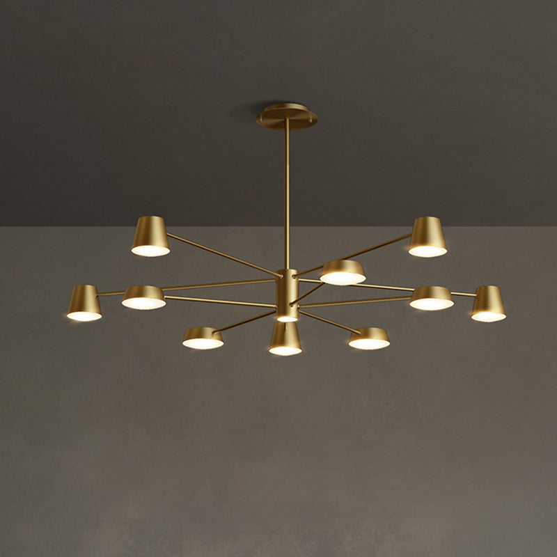 Salon conique Chandelier Métal Postmodern LED suspension suspension en laiton