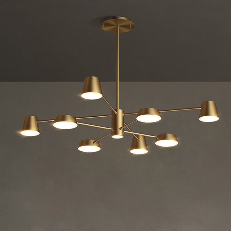 Salon conique Chandelier Métal Postmodern LED suspension suspension en laiton