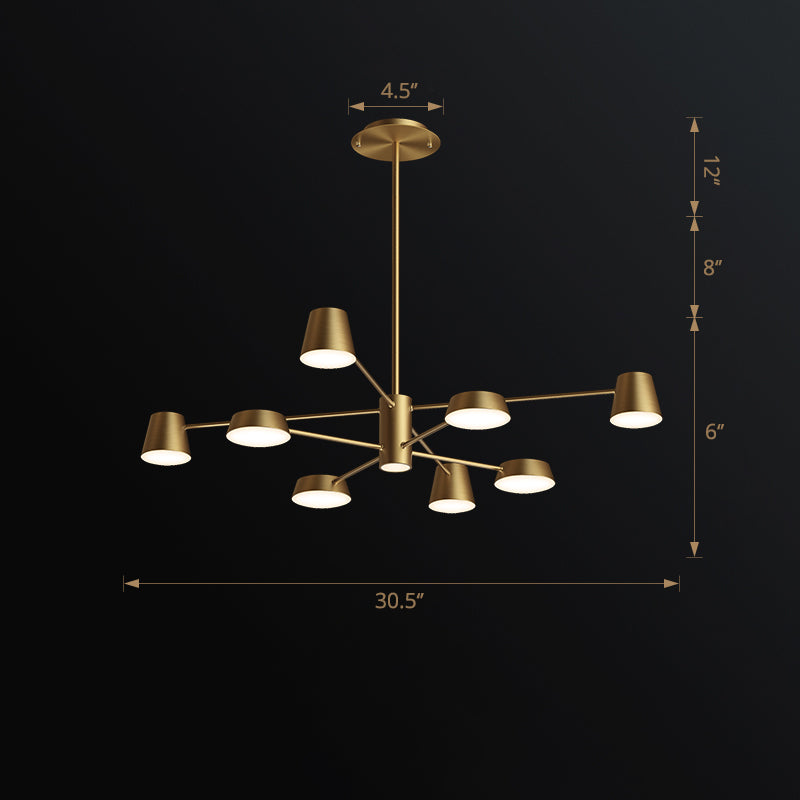 Salon conique Chandelier Métal Postmodern LED suspension suspension en laiton