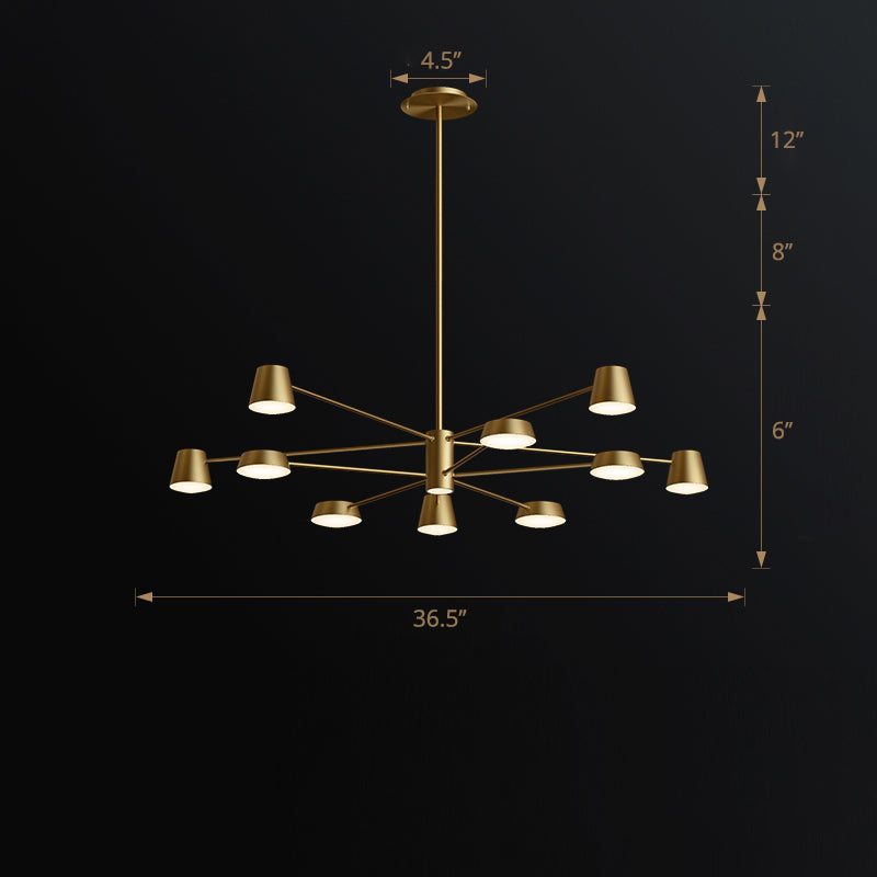 Salon conique Chandelier Métal Postmodern LED suspension suspension en laiton