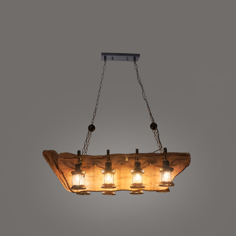 Nautical Style Lantern Chandelier Lamp Wooden Ceiling Pendant Light for Restaurant