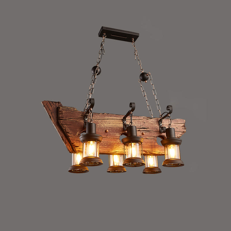 Nautical Style Lantern Chandelier Lamp Wooden Ceiling Pendant Light for Restaurant