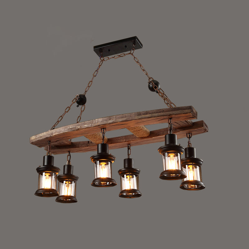 Nautical Style Lantern Chandelier Lamp Wooden Ceiling Pendant Light for Restaurant