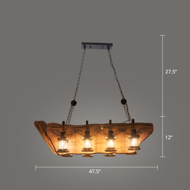 Nautical Style Lantern Chandelier Lamp Wooden Ceiling Pendant Light for Restaurant