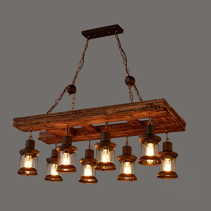 Nautical Style Lantern Chandelier Lamp Wooden Ceiling Pendant Light for Restaurant