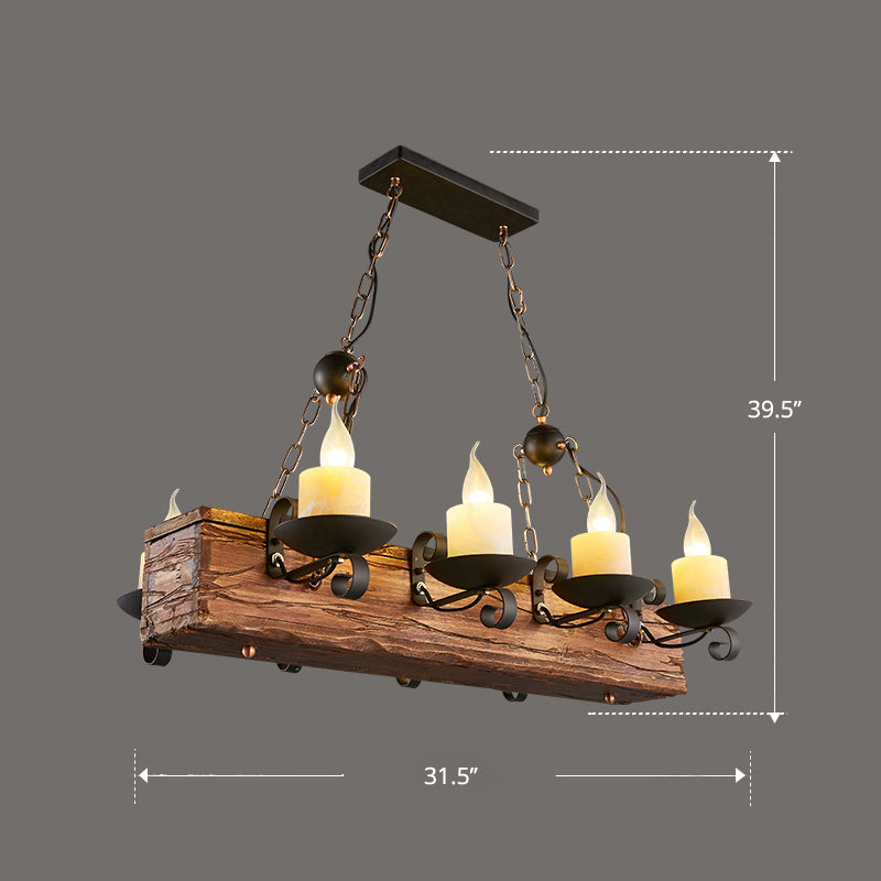 Nautical Style Lantern Chandelier Lamp Wooden Ceiling Pendant Light for Restaurant