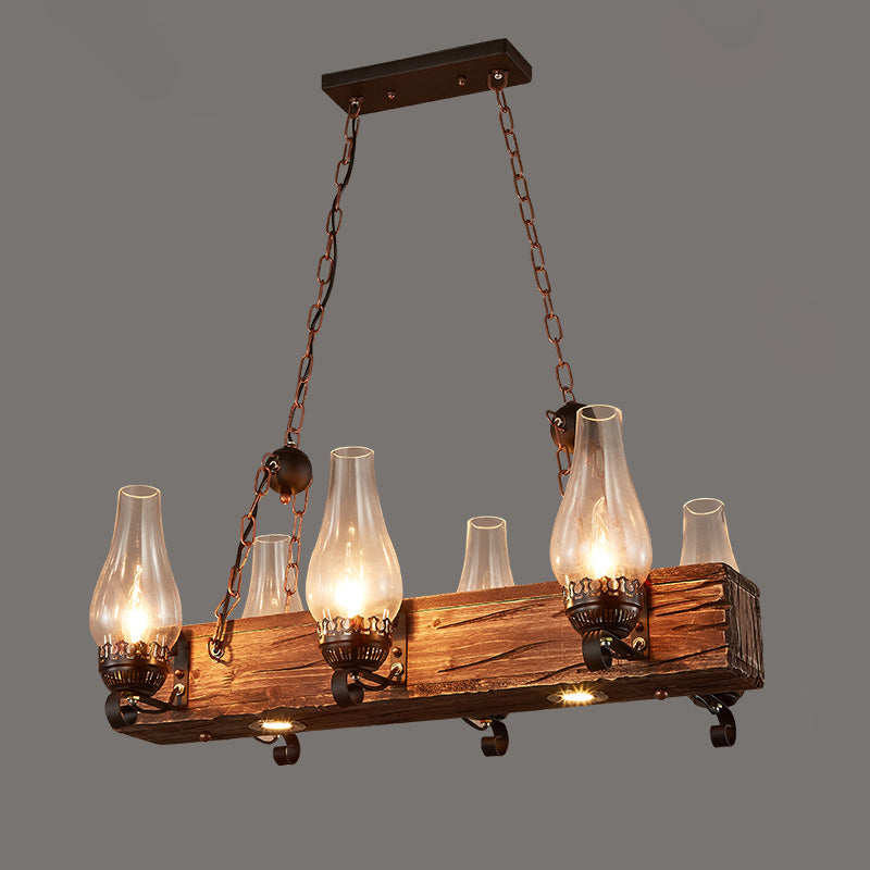 Nautical Style Lantern Chandelier Lamp Wooden Ceiling Pendant Light for Restaurant