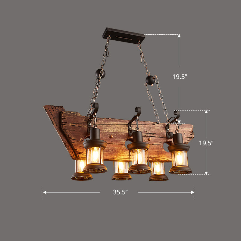 Nautical Style Lantern Chandelier Lamp Wooden Ceiling Pendant Light for Restaurant