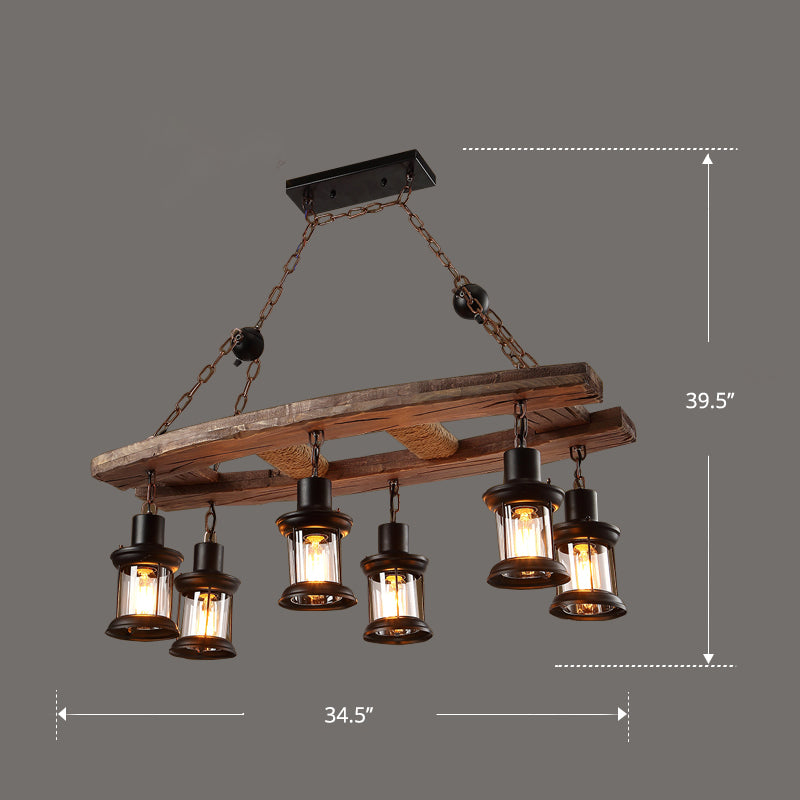 Nautical Style Lantern Chandelier Lamp Wooden Ceiling Pendant Light for Restaurant