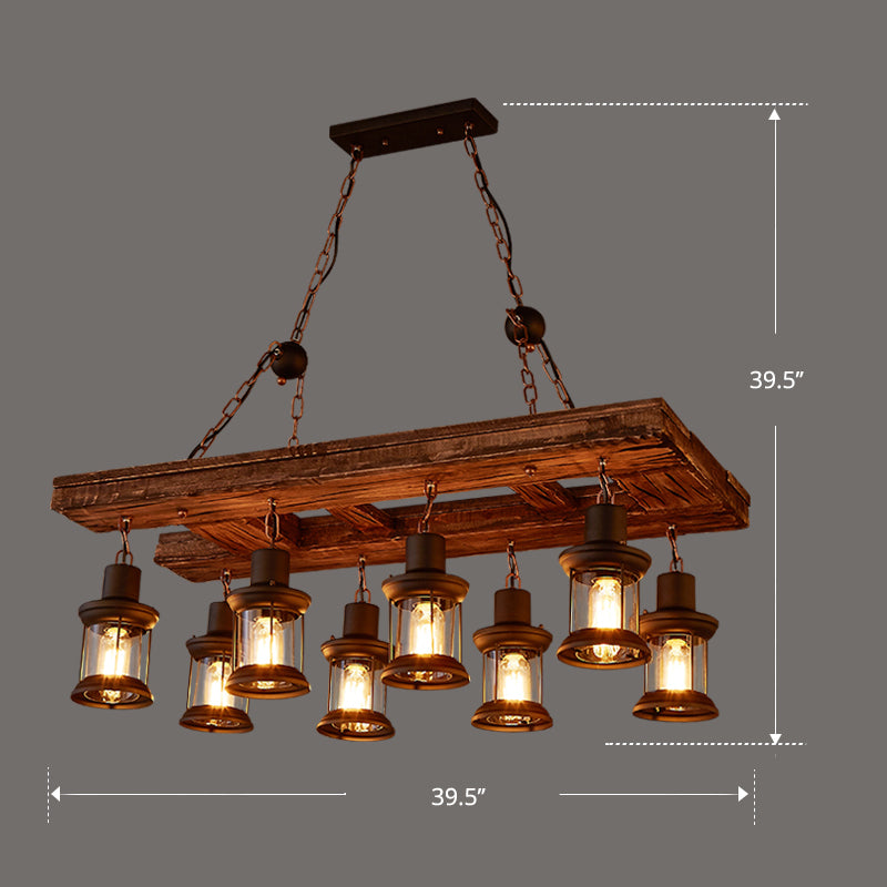 Nautical Style Lantern Chandelier Lamp Wooden Ceiling Pendant Light for Restaurant