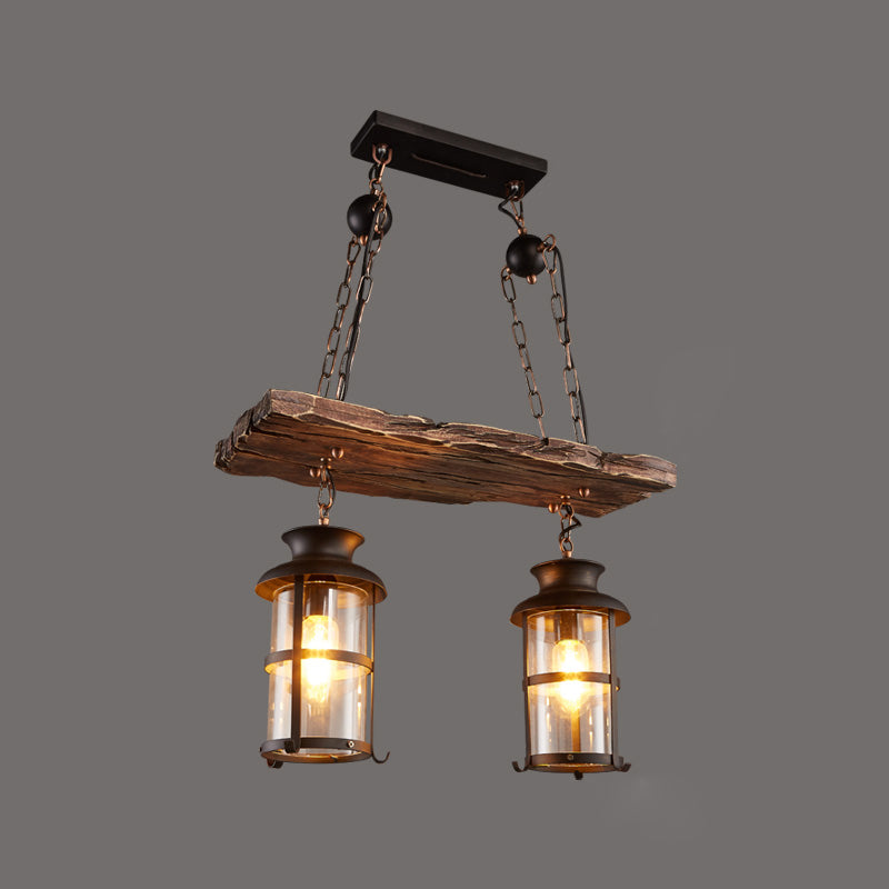 Nautical Style Lantern Chandelier Lamp Wooden Ceiling Pendant Light for Restaurant