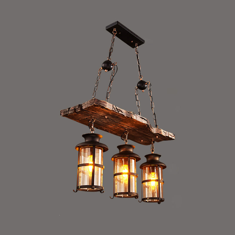 Nautical Style Lantern Chandelier Lamp Wooden Ceiling Pendant Light for Restaurant