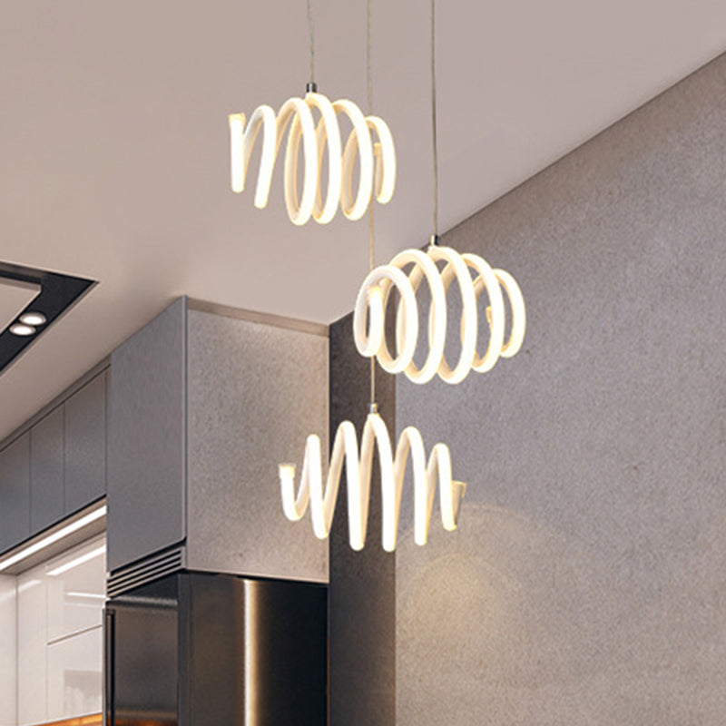 Minimalist Twisted Suspension Pendant Acrylic LED Dining Room Pendant Ceiling Light in Warm/White Light