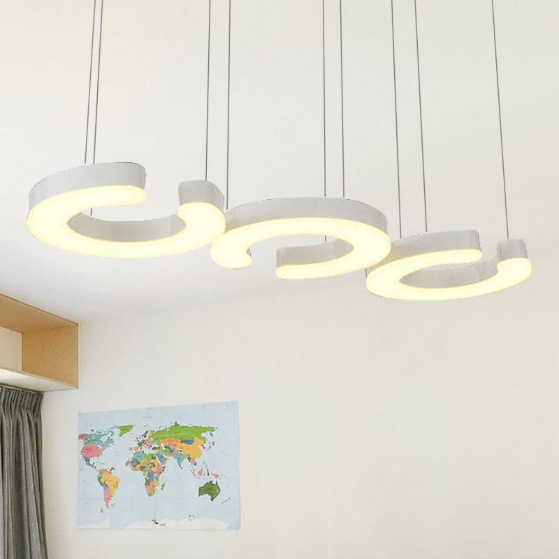 Kit de lumière suspendue en forme de C LED minimaliste LED Plafond de plafond blanc en lumière chaude / blanc avec une verrière rond / linéaire