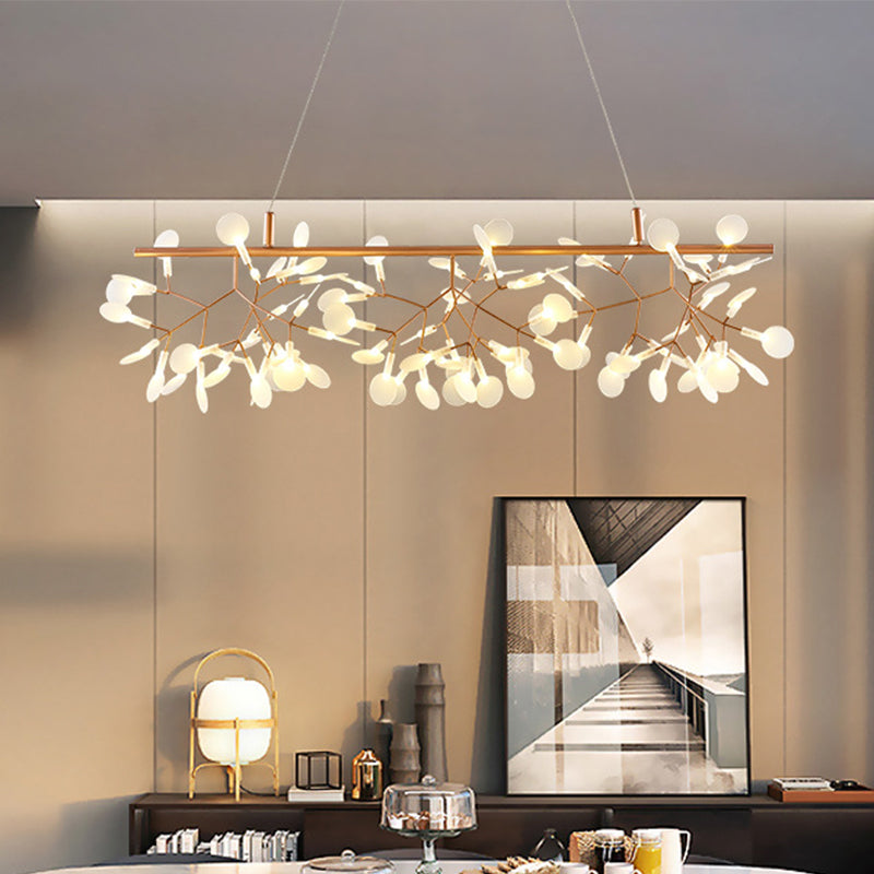 Heracleum over Island Lighting Minimalist Acrylic 81-Head Gold Pendant Ceiling Lamp