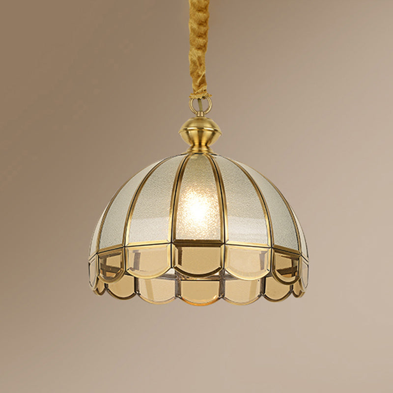 Koepel eetkamer slinger lichte antieke textuurglas 1 kop goud hanglamp met geschulpte rand
