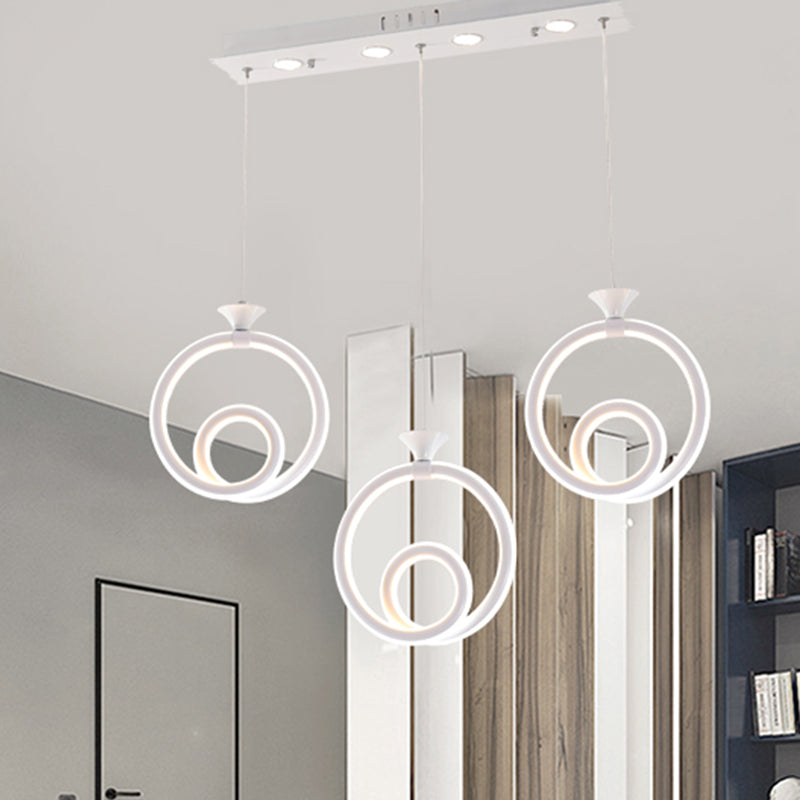 Multi-Ring Cluster Pendant Contemporary Acrylic 3/5-Head Kitchen Suspension Lamp in Warm/White/Natural Light