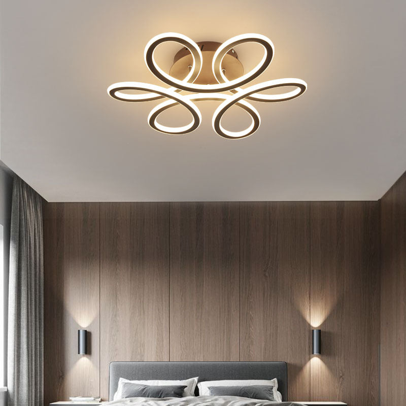 Simplicity Floral Semi Mount Lighting Metal Bedroom LED Ceiling Flush Light Fixture