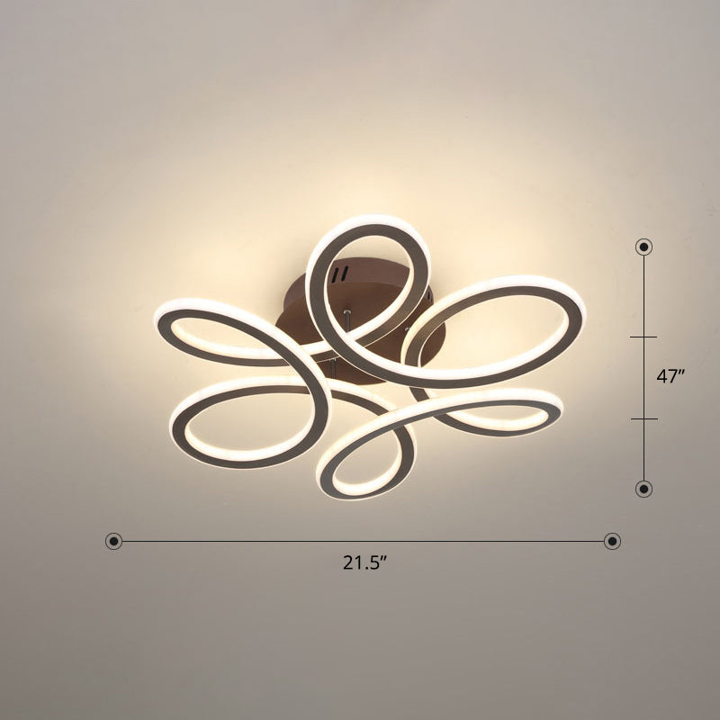 Simplicity Floral Semi Mount Lighting Metal Bedroom LED Ceiling Flush Light Fixture