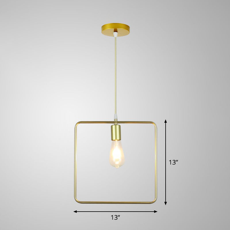 Gold Cage Frame Pendant Ceiling Light Nordic Metal 1 Bulb Dining Room Suspension Light