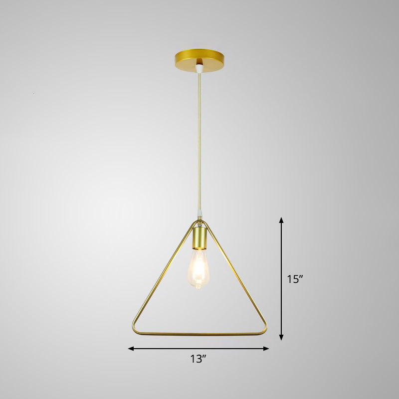 Marco de jaula dorada luz de techo colgante de metal nórdico 1 bulbo de comedor ligero