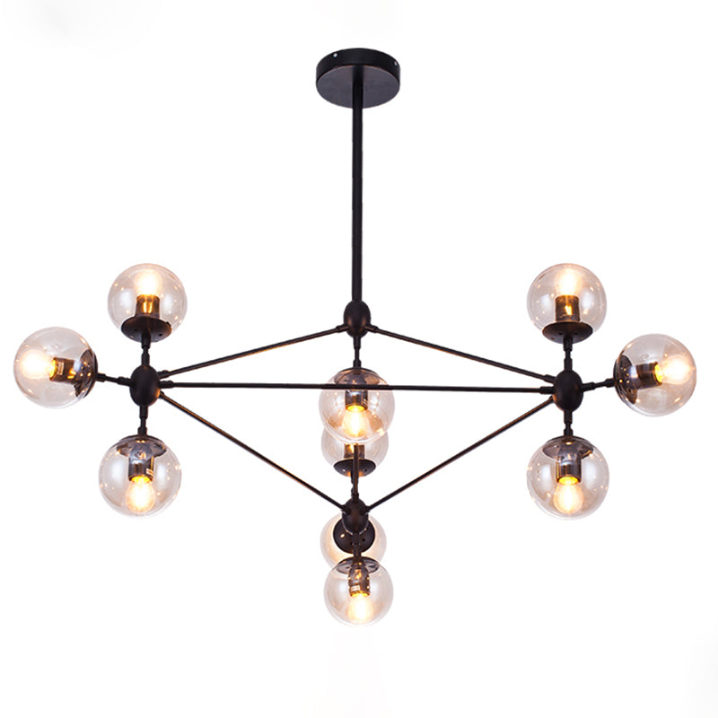 Black Diamond Lattice Chandelier Industrial Tan Glass Living Room Suspension Lighting