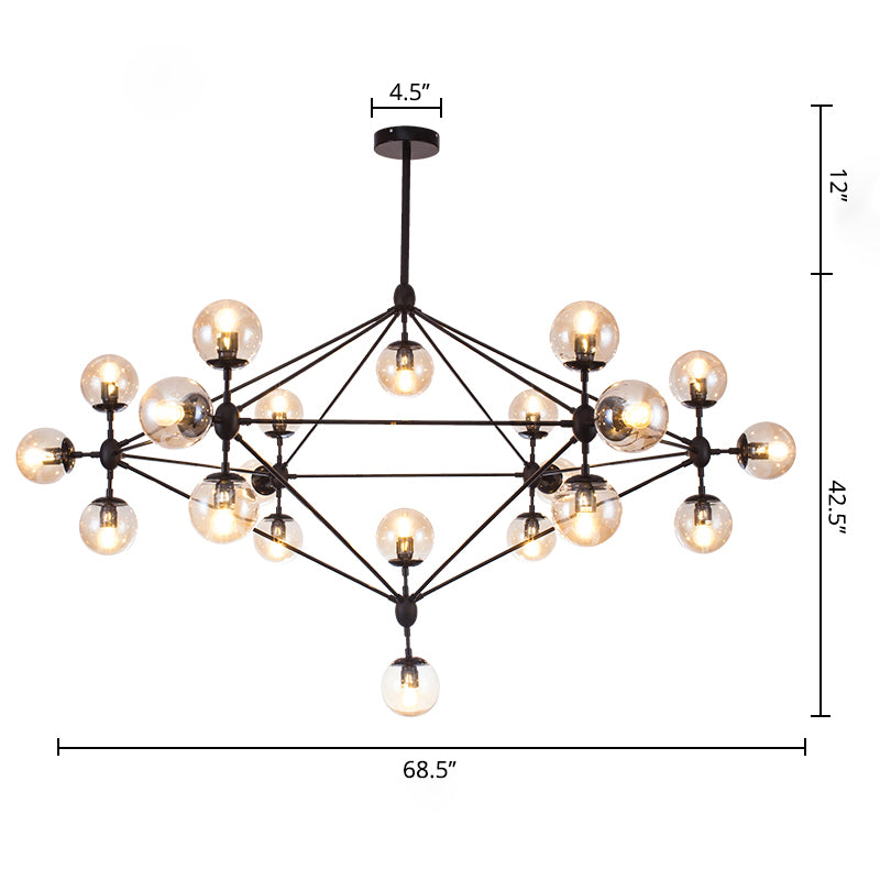 Schwarzes Diamantgitter Kronleuchter Industrial Braun Glass Wohnzimmer Federung Beleuchtung