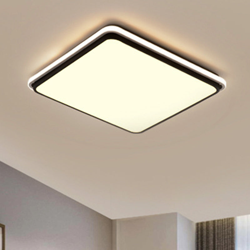 16"/19.5"/35.5" Wide Black and White Square/Rectangle Flush Lamp Modernist Led Acrylic Flush Mount Ceiling Light in White/Warm Light